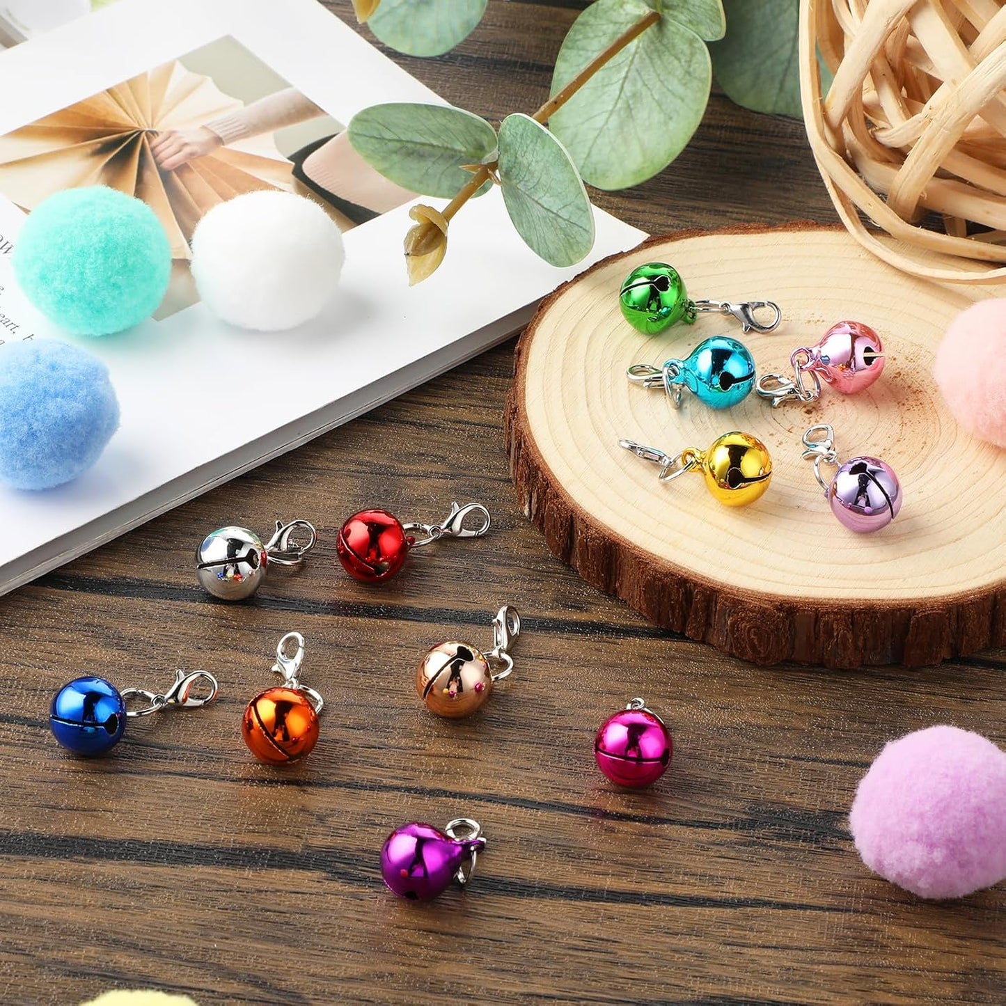 Group of 12 Kalione colorful bells for pet accessories