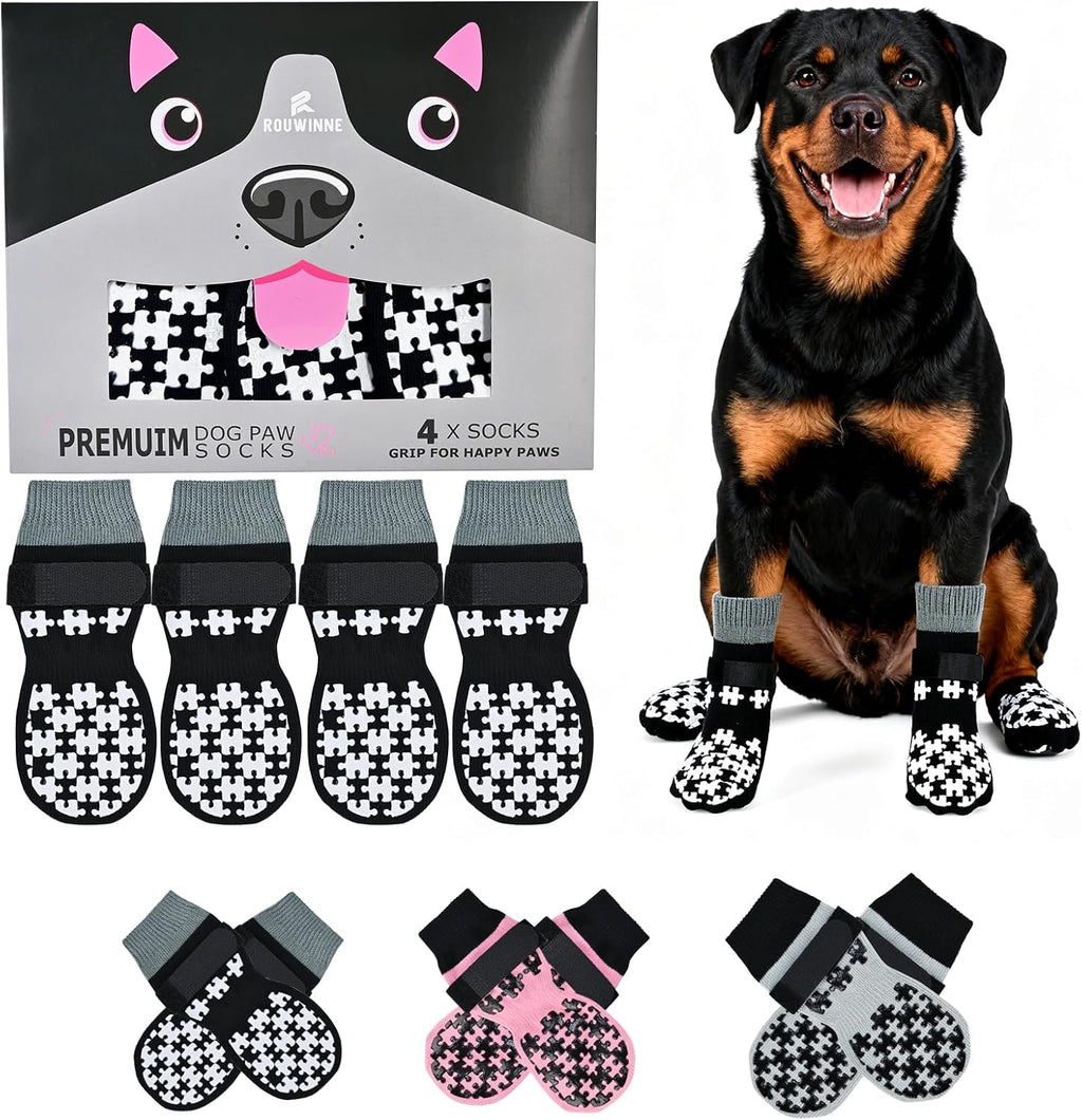 Dog Grippy Socks for Senior Dog - Double Side Dogs Booties to Prevent Licking, Boots & Paw Protectors for Hardwood Floors, No Twist Non Slip Socks for Small Medium Large Dogs, Black, L - Image 14
