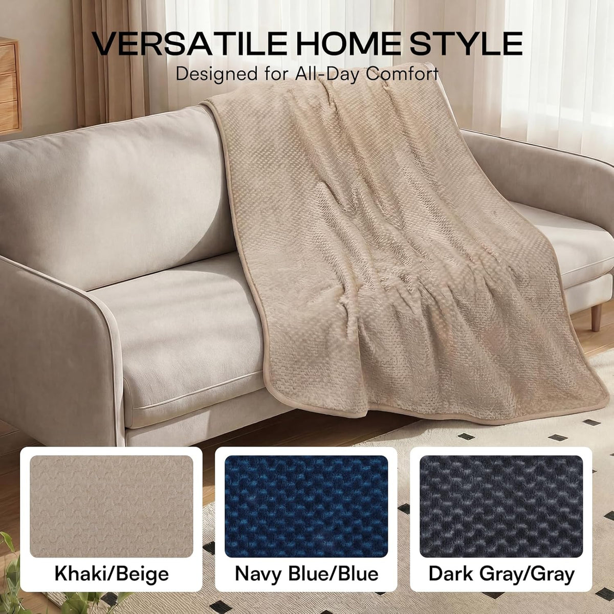 Reversible warm fleece pet blanket spread inside a large dog crate.