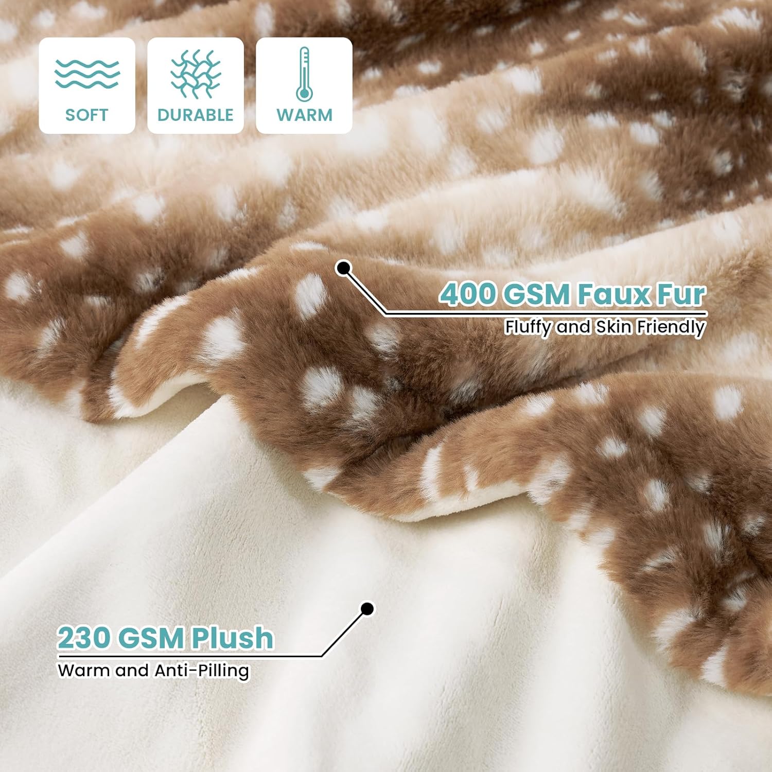 COZY KISS liquid pee proof dog blanket showcasing the reversible plush milk velvet backing side.