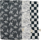 Mebie Baby Western Muslin Burp Cloth Set front view showing three pack premium baby bibs.