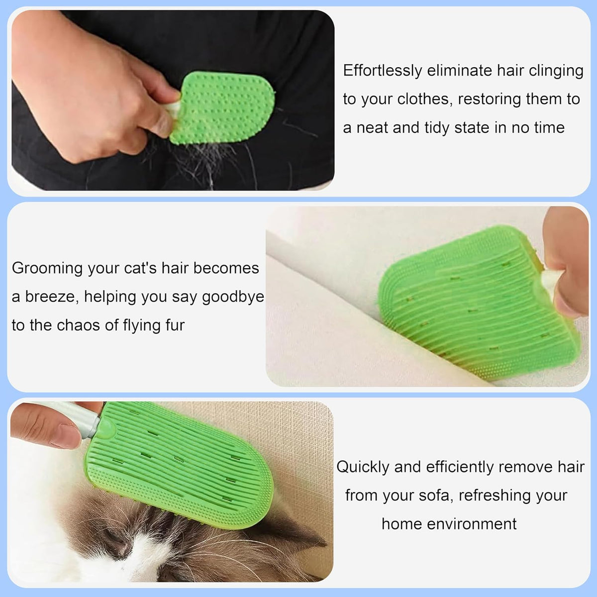 Civore pet brush set cleaning cat fur from furniture