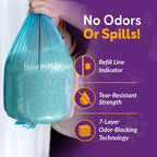 Reli. cat litter refill installation demonstration with continuous thirty two feet film.