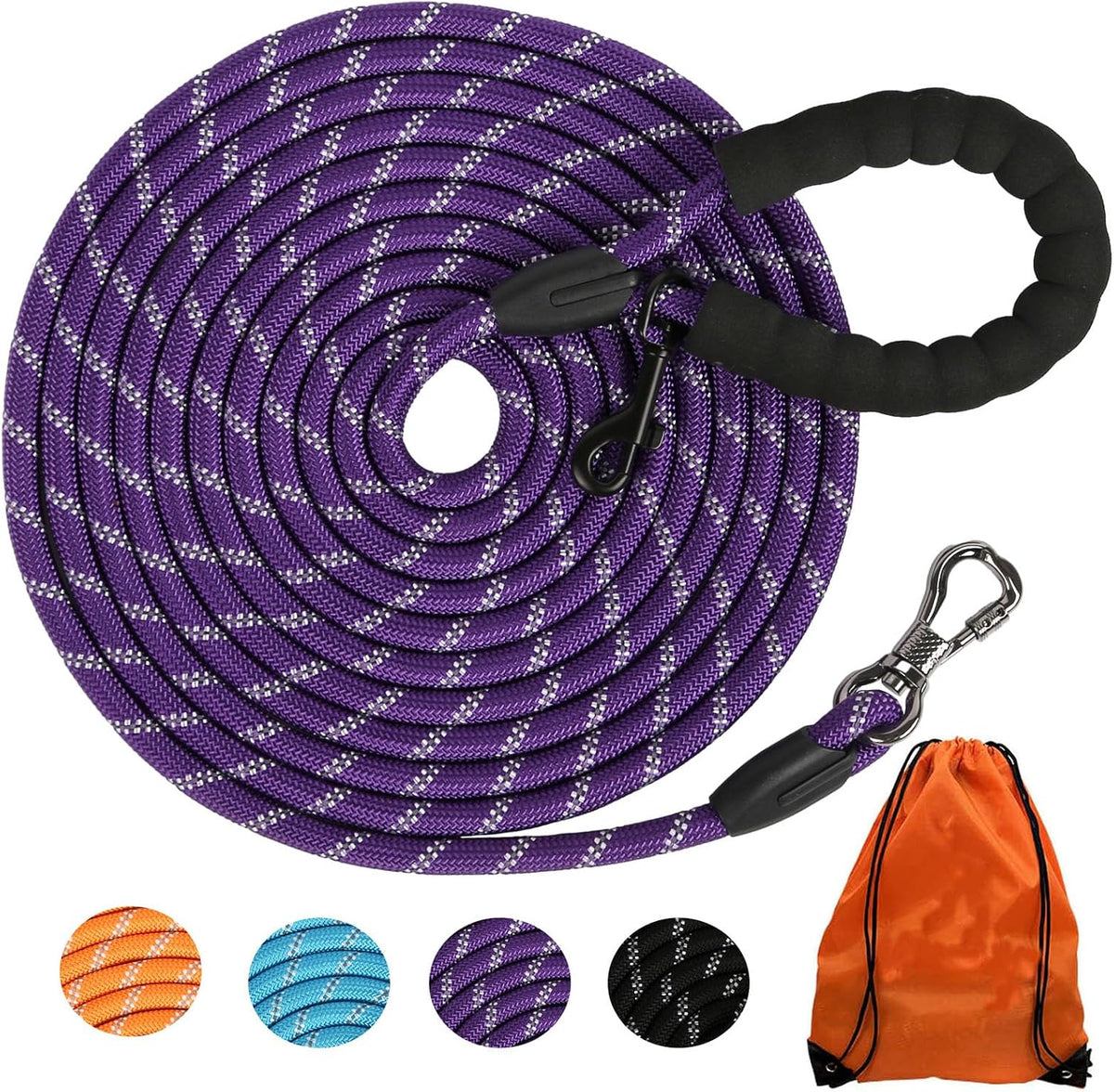 Long Dog Leash for Dog Training 16/20FT/30FT/50FT/100FT, Reflective Leash with Lockable Hook, Heavy Duty Dogs Lead Tie Out Rope for Large Medium Small Dogs Outside Walking, Playing, Camping, or Yard - Image 9