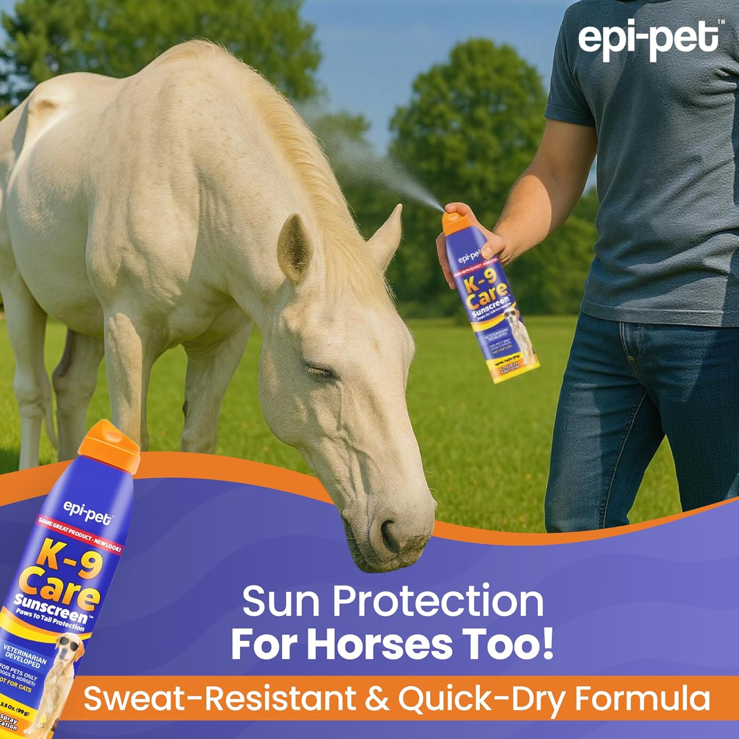 Epi-Pet K-9 Care Sunscreen packaging showing safety information