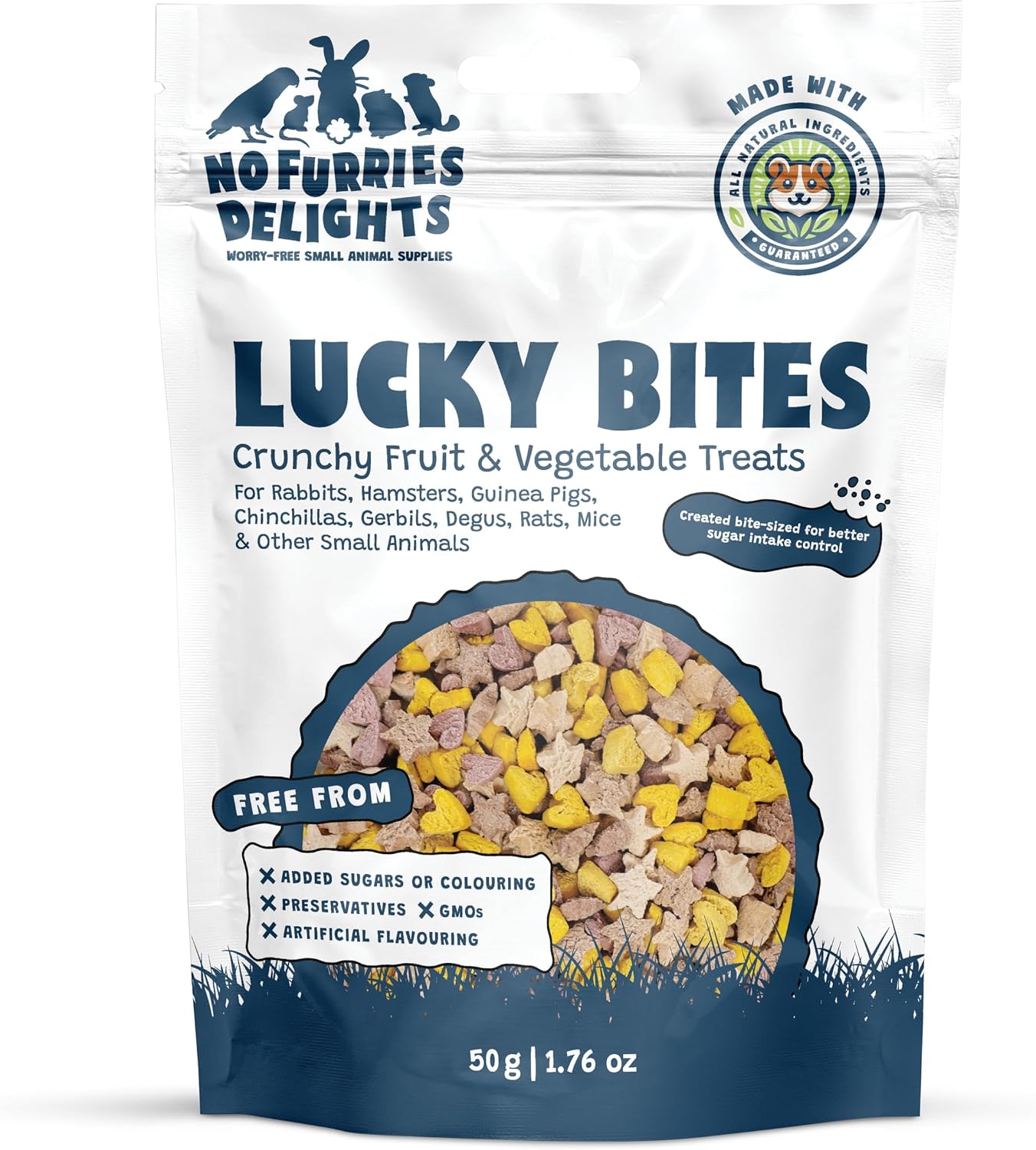 Treats, 100% All Natural Mini Bites for Rabbit Hamster Guinea Pig Chinchilla Pet Rat Mice Gerbil Bird Healthy Enrichment Bonding Rewarding Training Nature's Bites Variety Pack 50g - Image 10