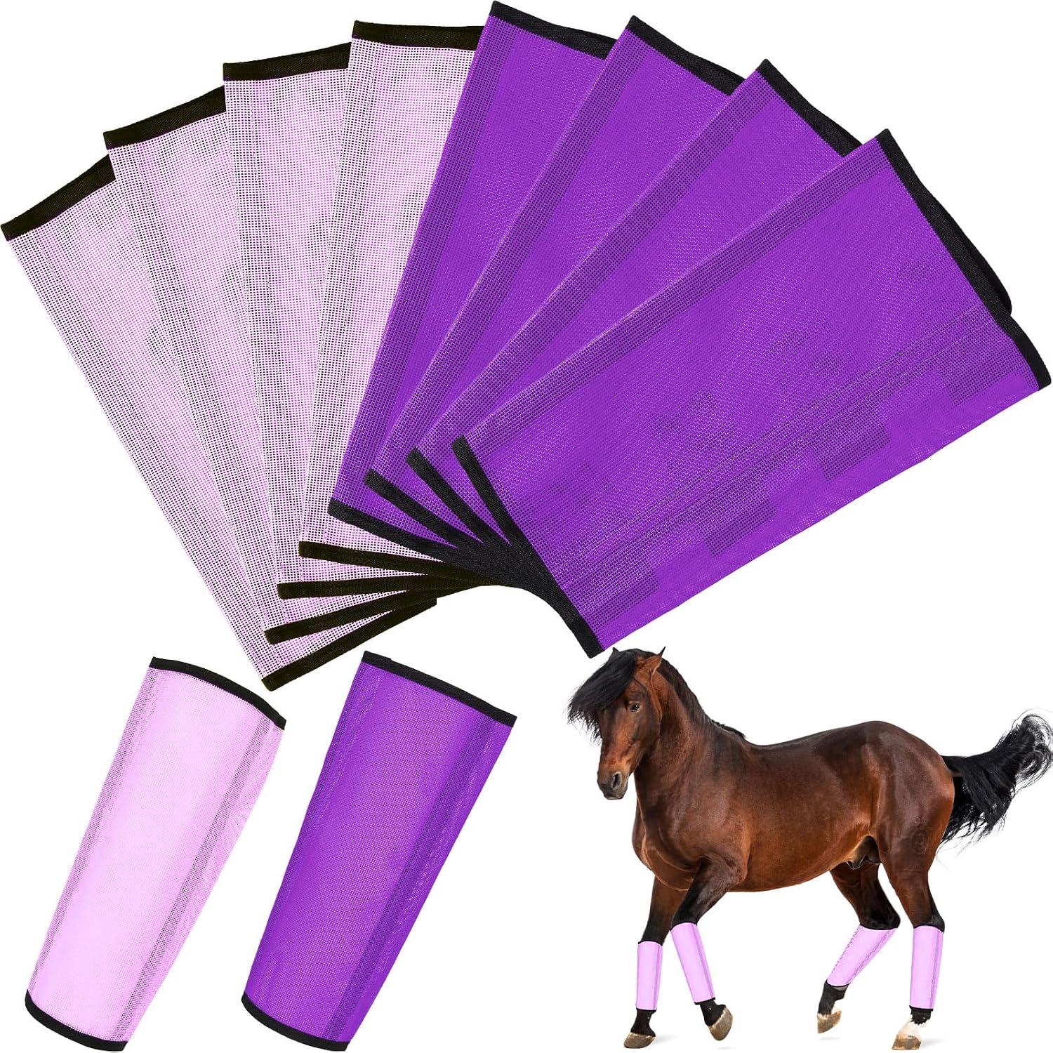 8 Pcs Horse Fly Boots UV-Protective Mesh Ventilated, Fly Boots for Protecting Horse Legs & Stomp-reducing from Insect Bites - Image 10