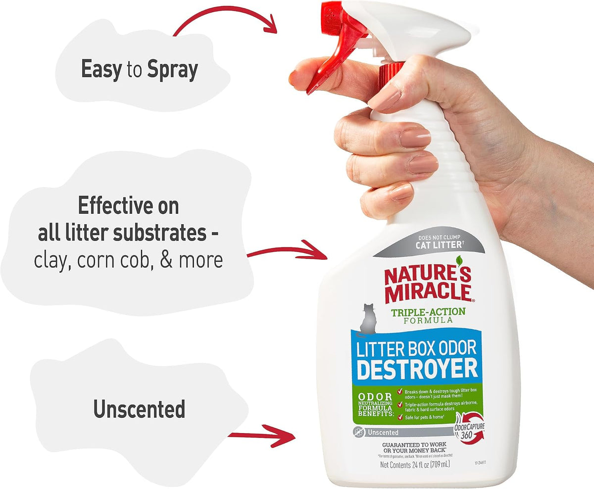 Close up view of the trigger spray nozzle on Nature's Miracle odor destroyer.