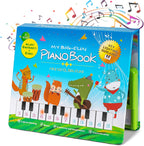 HEEPUEW toddler toys piano keyboard with book front view showing blue cover and animal illustrations