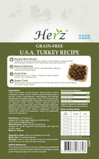 Herz grain free limited ingredient turkey breast dog food packaging details
