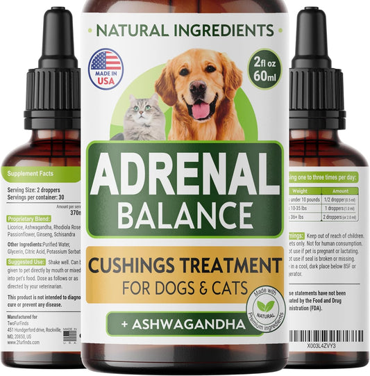 TwoFurFinds DRNL Adrenal Balance Herbal Drops front view packaging for pet health.