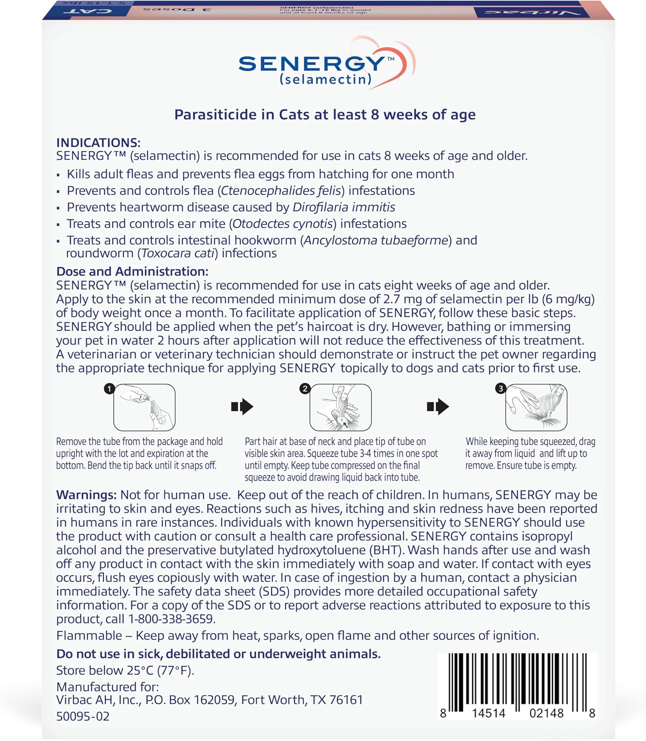 Senergy selamectin medication for cats 5.1 to 15 pounds packaging