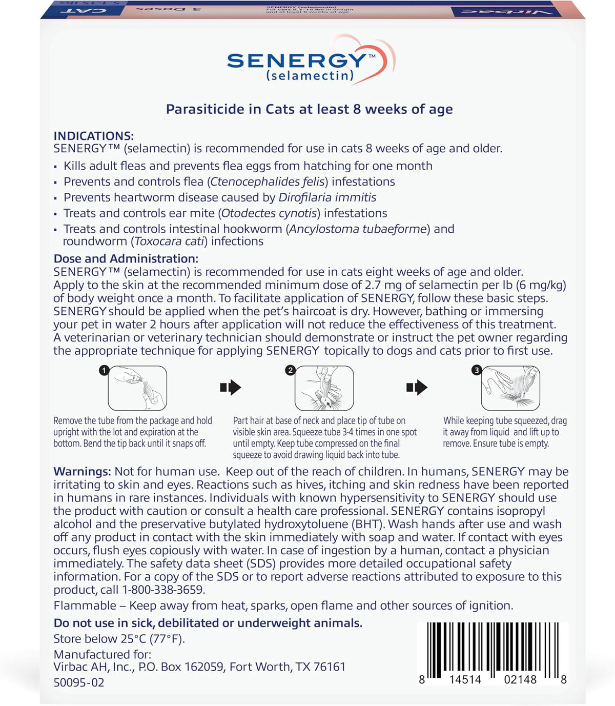 Senergy selamectin medication for cats 5.1 to 15 pounds packaging