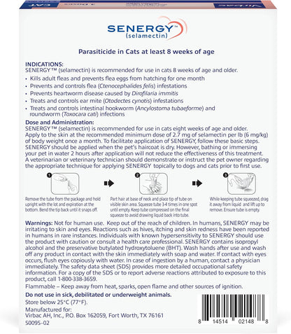 Senergy selamectin medication for cats 5.1 to 15 pounds packaging