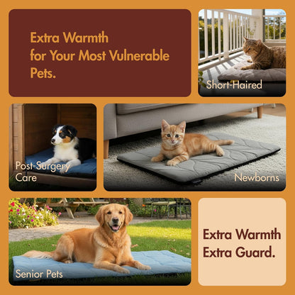 Vagascape Dog Bed, Waterproof Pet Bed with Washable Removable Cover, Comfort Cat Dog Pad for All Seasons, Heating Khaki Rectangle Cat Bed Mat with Nonskid Bottom(31"x20") - Image 9