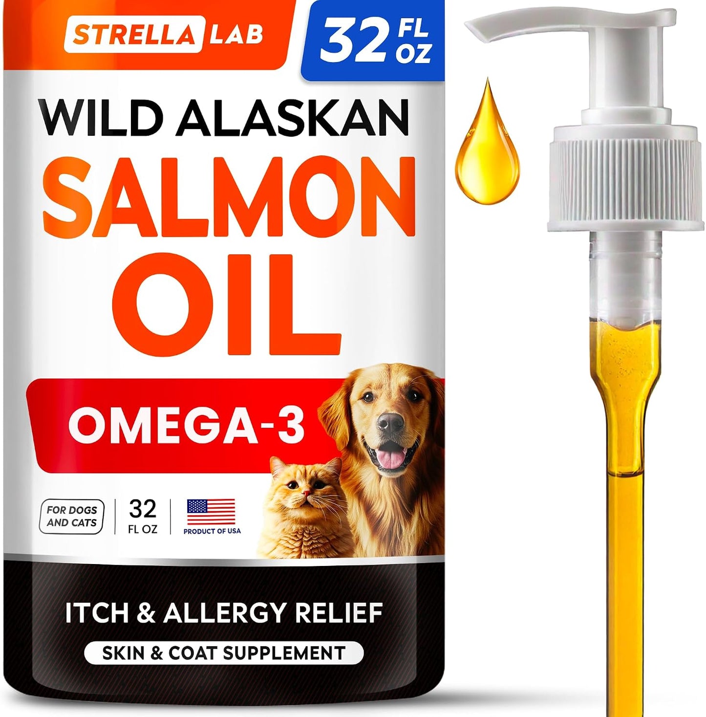 StrellaLab Wild Alaskan Salmon Oil for Dogs - Natural Omega 3 for Dogs & Cats, Itch & Allergy Relief, Skin & Coat Support - Fish Oil Liquid, EPA+DHA Fatty Acids for Hip&Joint, Immune&Heart Health 8 Oz - Image 9