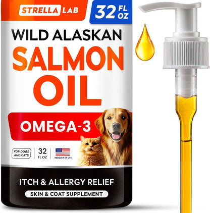 StrellaLab Wild Alaskan Salmon Oil for Dogs - Natural Omega 3 for Dogs & Cats, Itch & Allergy Relief, Skin & Coat Support - Fish Oil Liquid, EPA+DHA Fatty Acids for Hip&Joint, Immune&Heart Health 8 Oz - Image 9