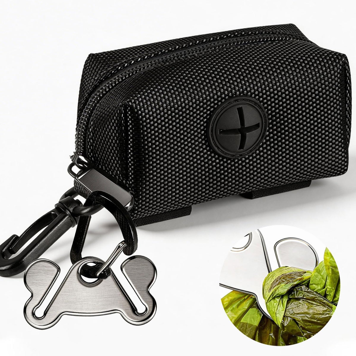 Dog Waste Bag Dispenser Pet Poop Bags Holder for Doggie Waste Bags Dispensers Soft Fabric Zipper Small Doggy Puppy Pouch for Leash Accessory Attachment with Carrier,Black - Image 9