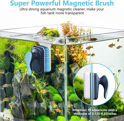 Fishkeeper magnetic fish tank brush separating into inner scrubbing surface and outer felt pad.