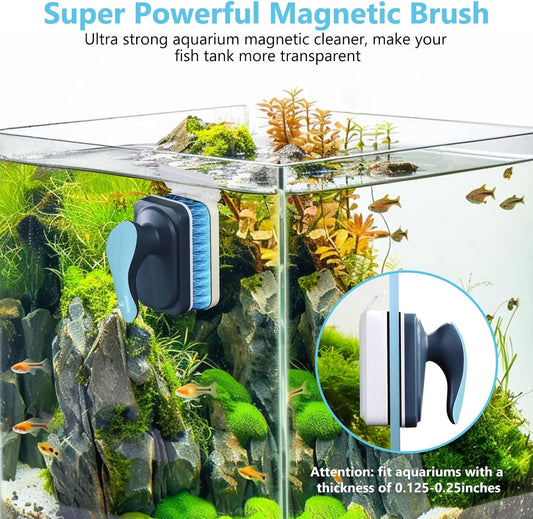 Fishkeeper magnetic fish tank brush separating into inner scrubbing surface and outer felt pad.