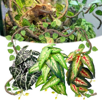 5 Pcs Reptile Plants & Habitat Decor Kit - 3 Artificial Phalaenopsis Orchid & Large 5ft Jungle Vine Branch, Terrarium Tank Decor & Climbing Accessories for Crested Gecko, Bearded Dragon - Image 9