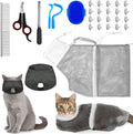 Kritkin 9 Pieces Cat Bathing Bag Set front view showcasing the complete grooming kit.