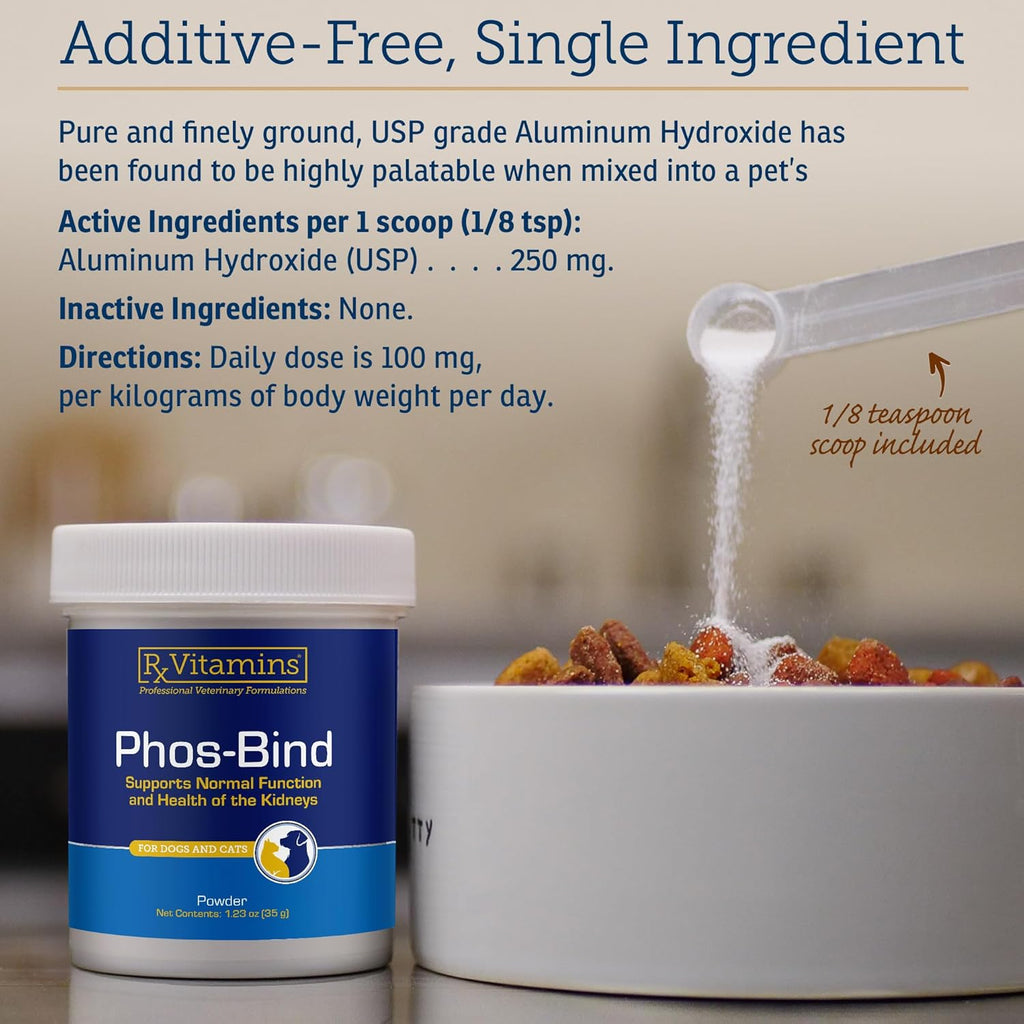 Rx Vitamins Phos-Bind powder texture and scoop