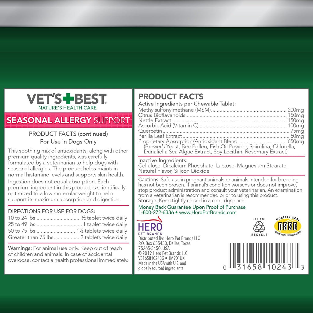 Natural skin relief supplement for dogs by Vet's Best