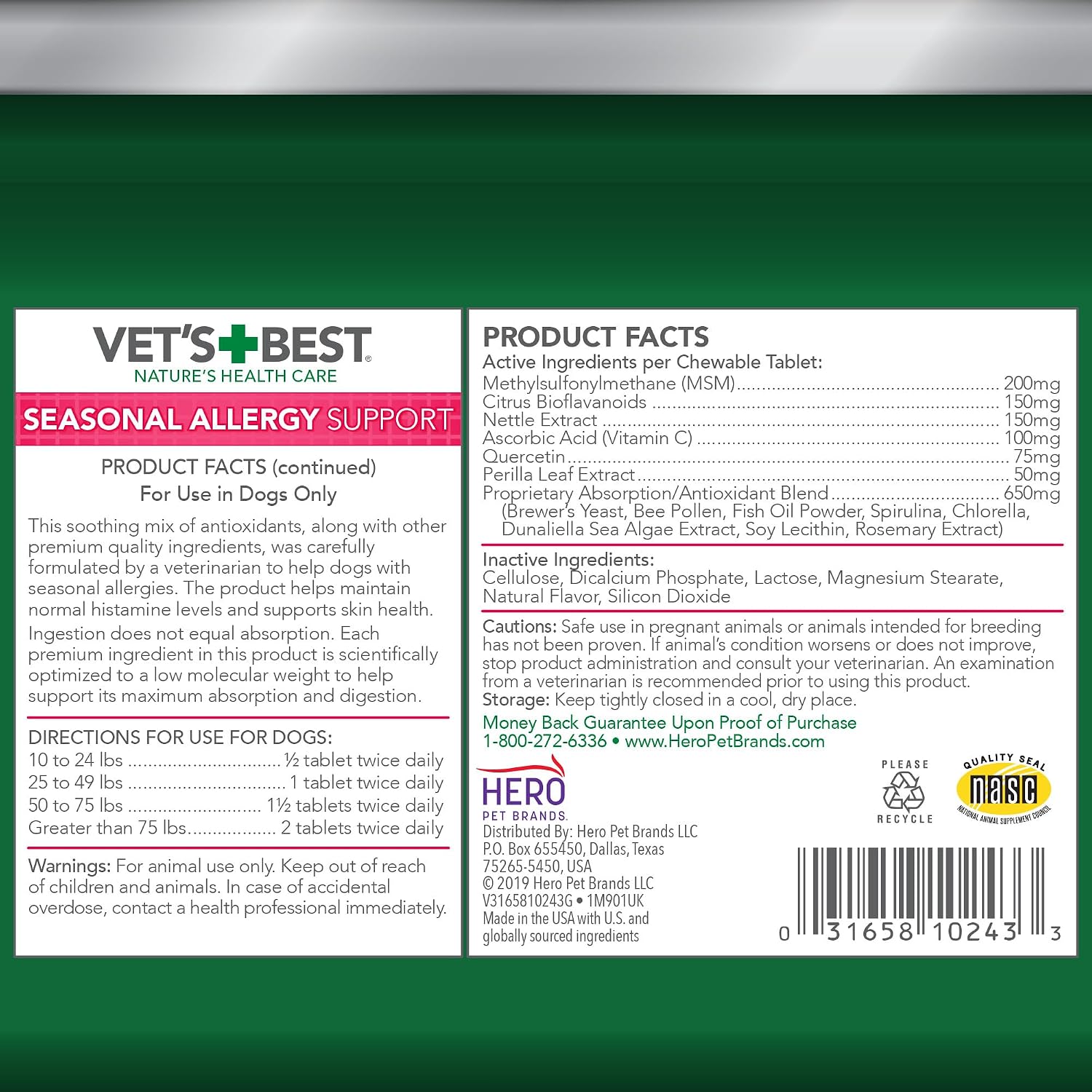 Natural skin relief supplement for dogs by Vet's Best