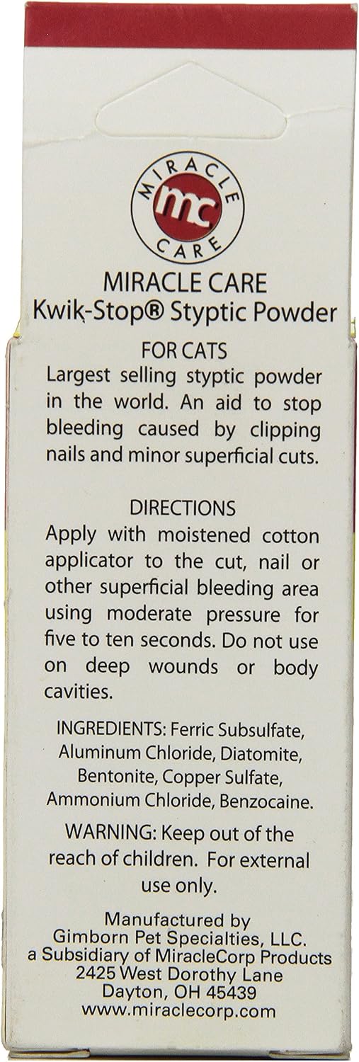 Gimborn Kwik Stop Styptic Powder 0.5 Ounce label close up
