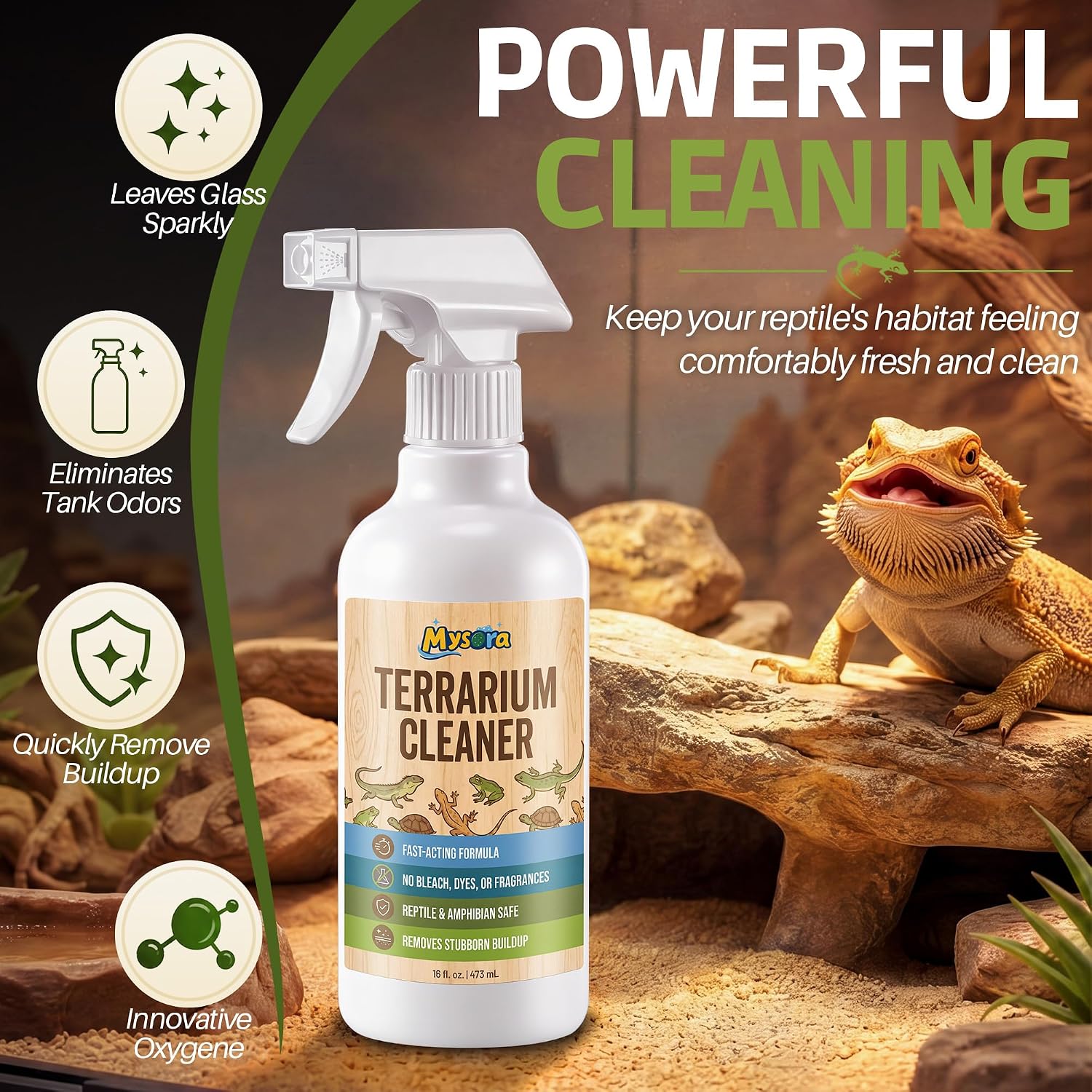 Mysora 16 fluid ounce habitat cleaner bottle label detail