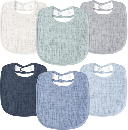 Susurration muslin baby drool bibs 6 pack front view