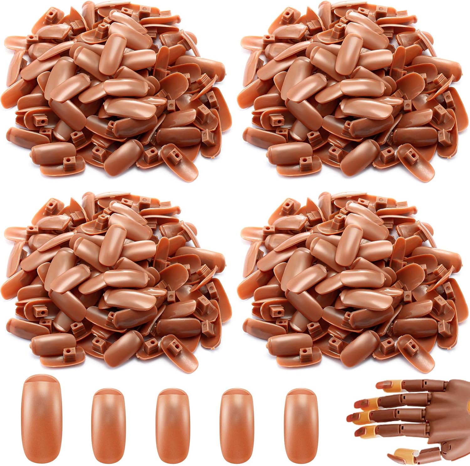 Blulu 400 pieces replacement refill nail tips brown set