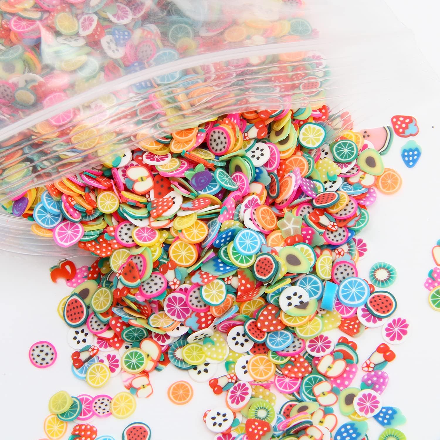 KIMOBER polymer fruit slices 6000 piece packaging front view showing colorful assortment