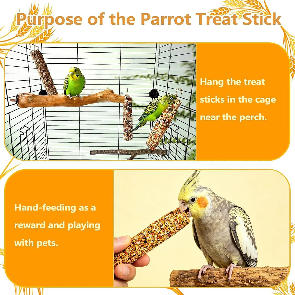 Natural mixed grain bird snack sticks texture detail