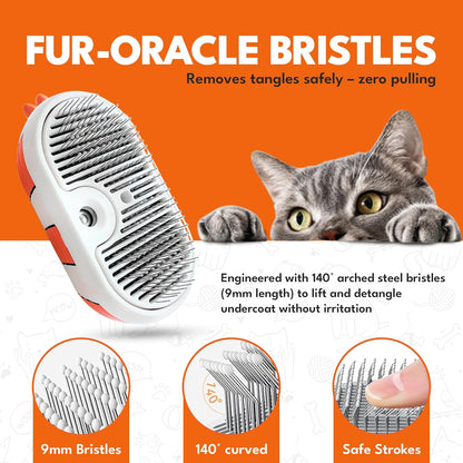 Person using USB rechargeable steam brush on cat