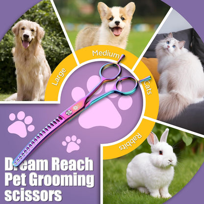 6.5" Professional Chunker Shear Twin Tail Downward Curved Pet Grooming Thinning/Blending Scissors Dog&cat Grooming Chunkers Shear (6.5 inches) - Image 9