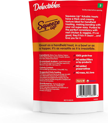 Delectables Squeeze Up grain free cat treat ingredients label