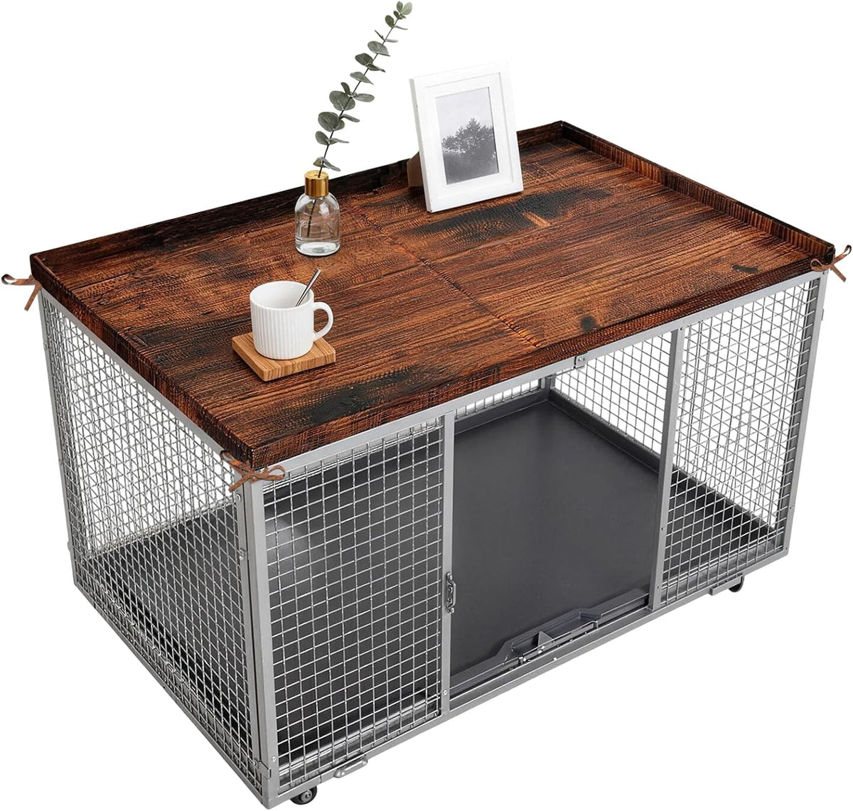 Premium imported pet cage accessory table top overhead view.