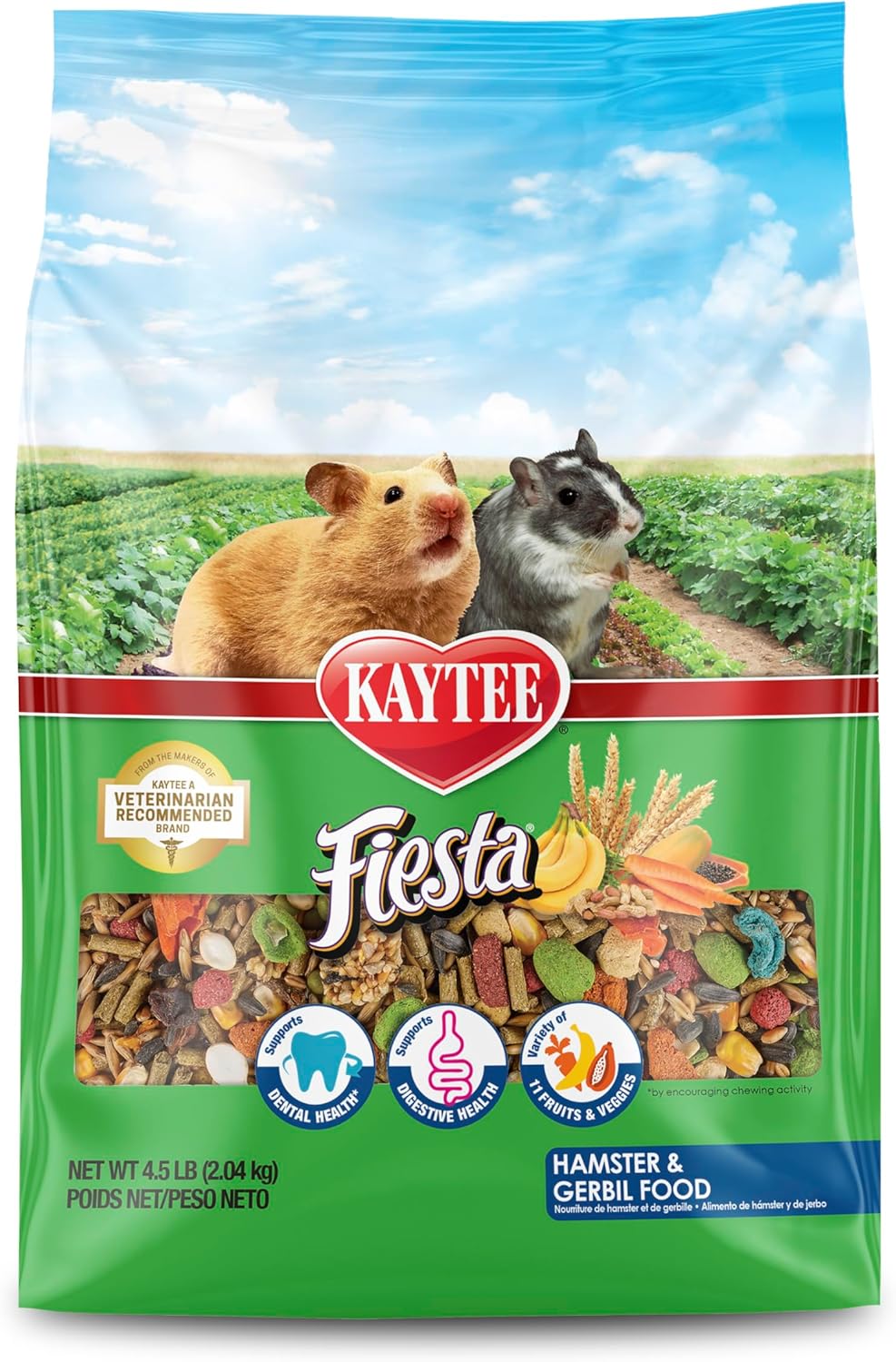 Kaytee Fiesta Hamster and Gerbil Food 4.5 pound bag front view premium small pet diet