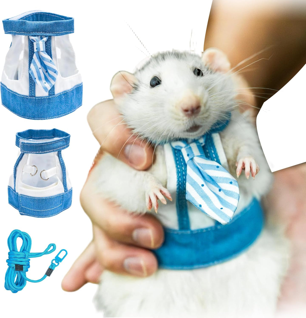 SMOLKITH Fancy Rat Clothes, Pet Rat Adjustable Green Checkered Skirt with Leash, Small Animal Apparel for Walking, Fits Fancy Rats, Meerkats, Chinchillas, Rabbits and More - Image 12