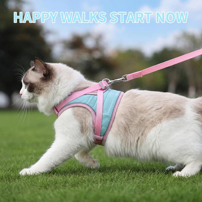 Pink escape proof cat vest harness back ring detail