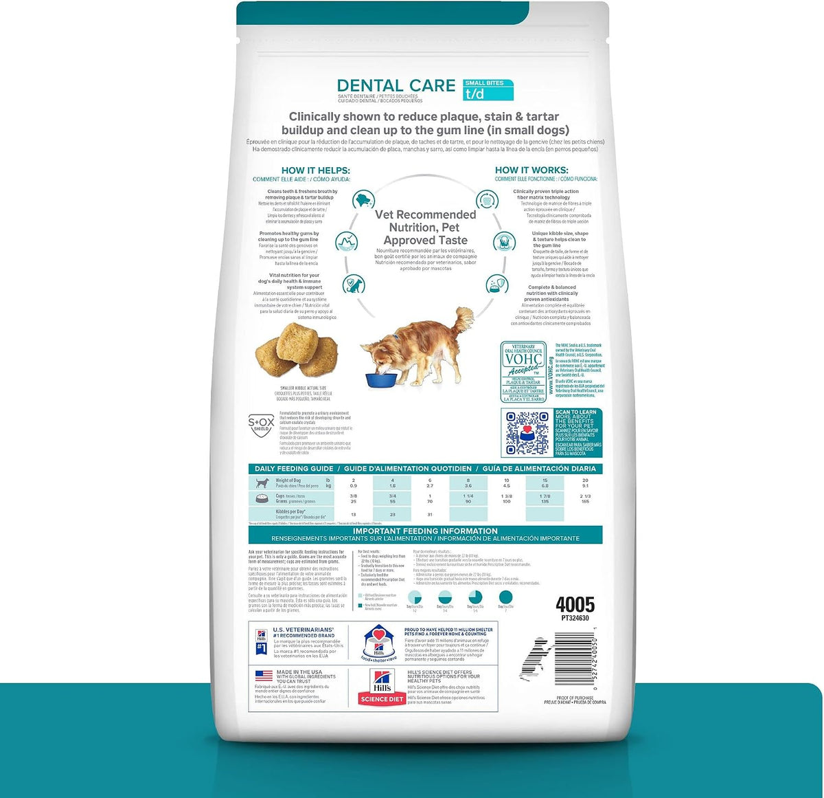 Hill's t/d Small Bites Chicken Flavor therapeutic kibble close up