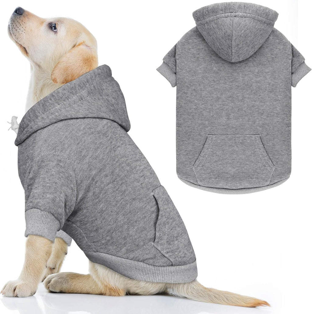 Dog Sweaters for Medium Dogs,Dog Hoodie Sweater Solid Soft Brushed Fleece Pet Clothes Pet Hoodie Sweatshirt with Pocket(Grey-M) - Image 9