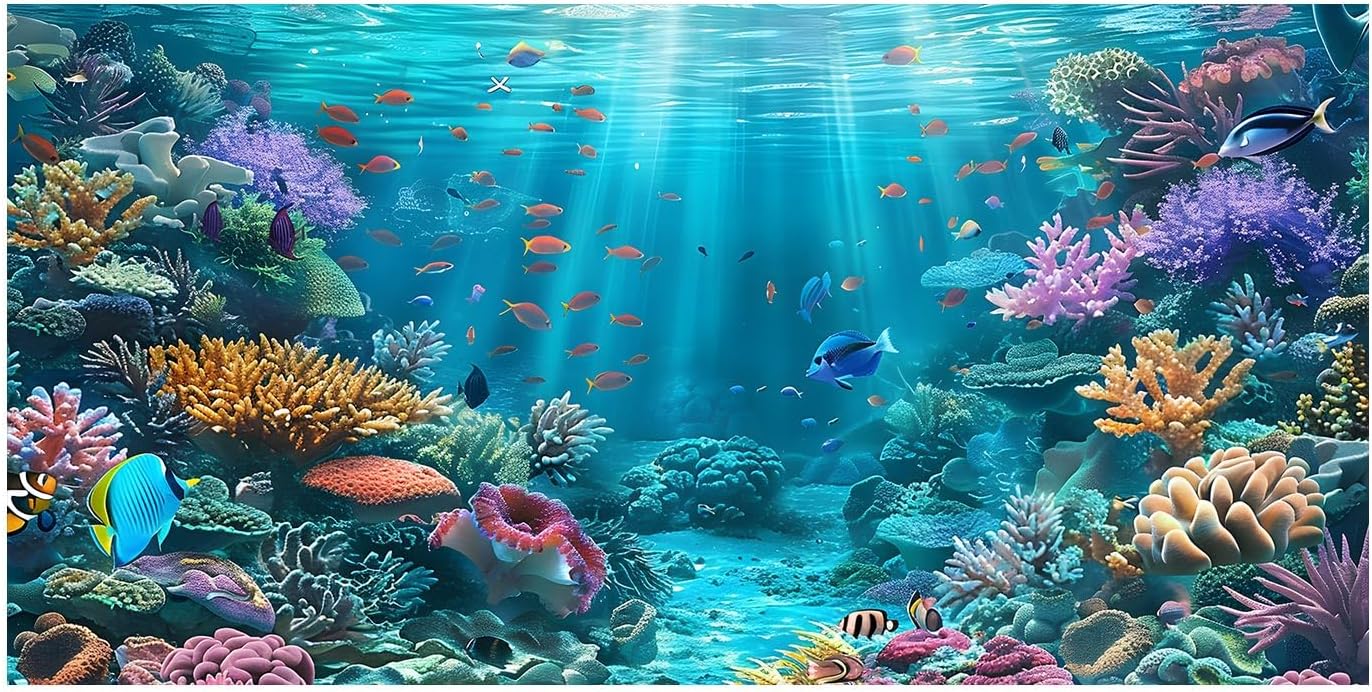 Vibrant underwater riverbed scenery poster for domestic aquascaping