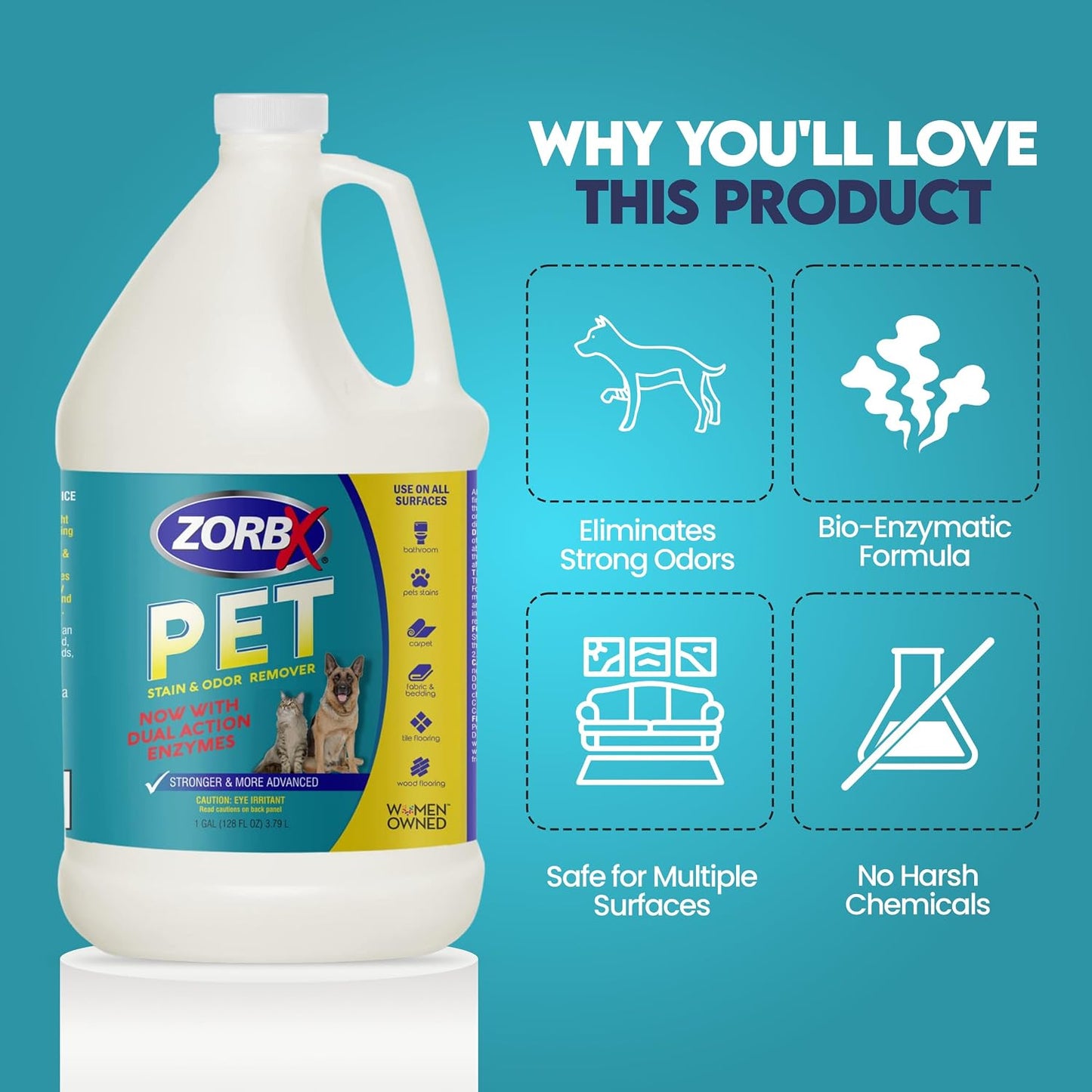 Fragrance free non toxic pet odor remover for carpets and furniture