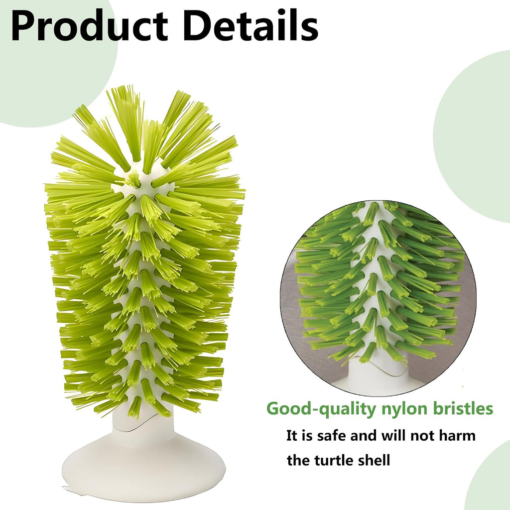Hands-free reptile scratch tool with soft nylon bristles for aquariums