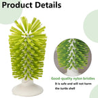 Hands-free reptile scratch tool with soft nylon bristles for aquariums