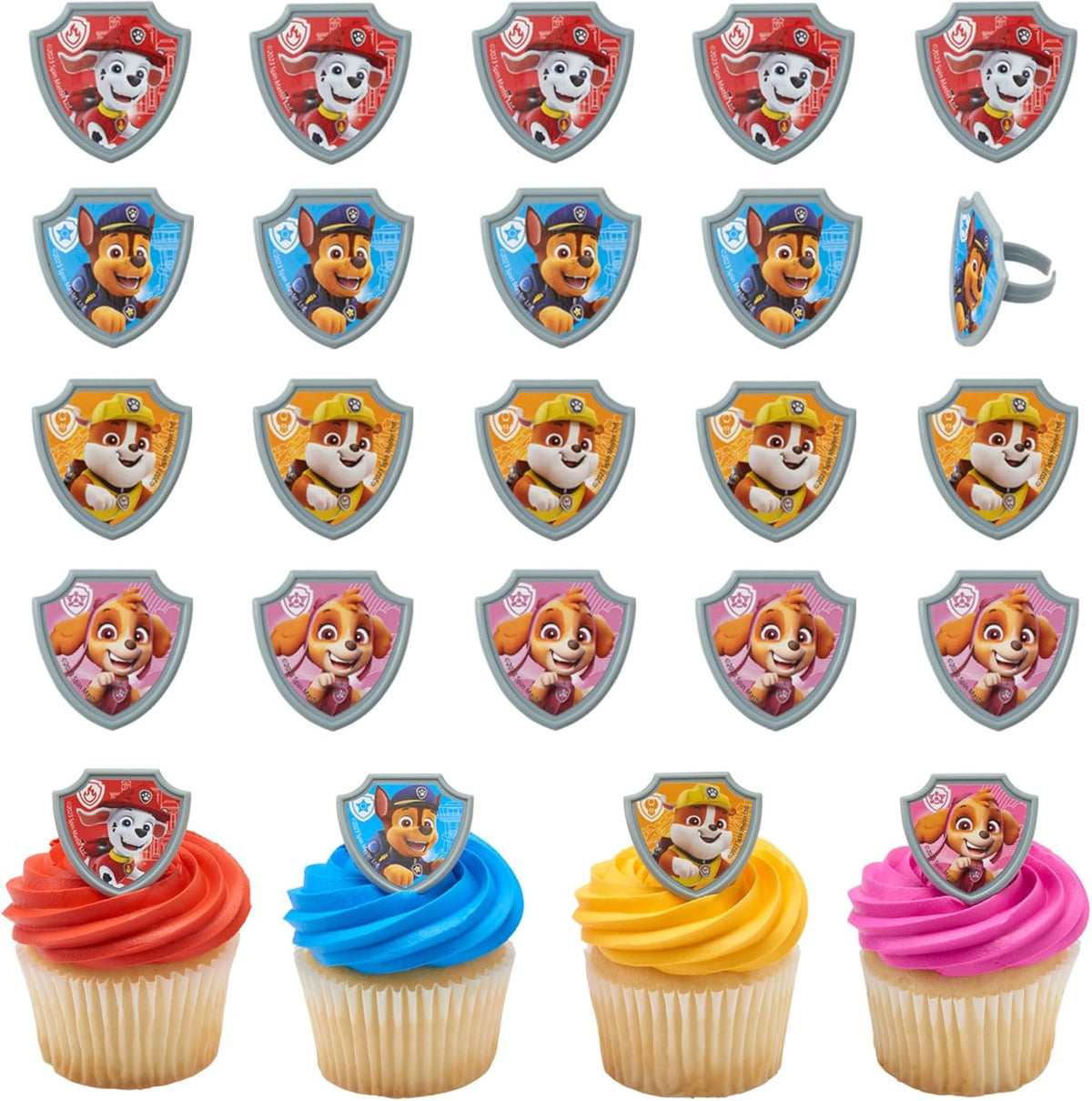 DecoPac Paw Patrol cupcake rings featuring Chase Marshall Skye and Rubble
