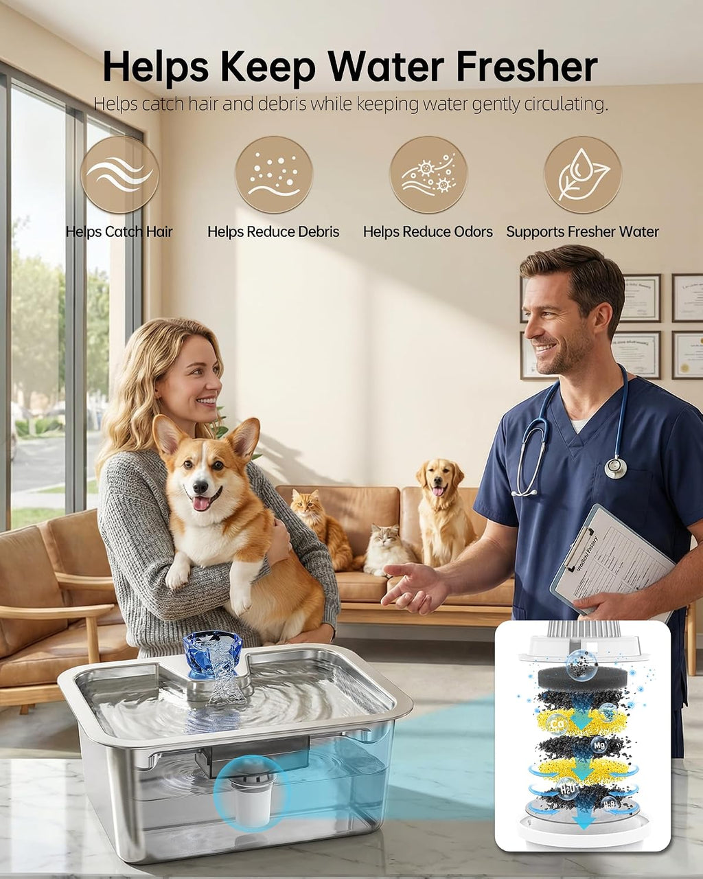 Lesotc dog water dispenser in a modern home setting